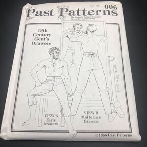 Past Patterns 006 19th Century Gents Drawers Sewing Pattern waist 32-42 Cosplay
